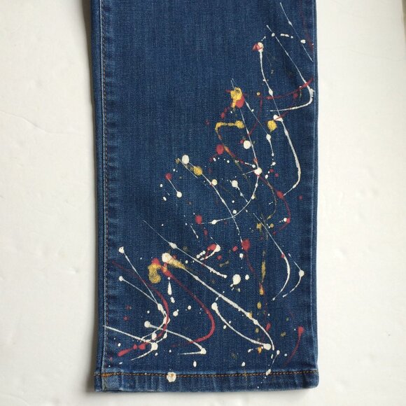 Dolcezza Womens Jeans Sz 12 x 31 Paint Splatter Slim Leg Mid-Rise 70405 - Picture 5 of 6
